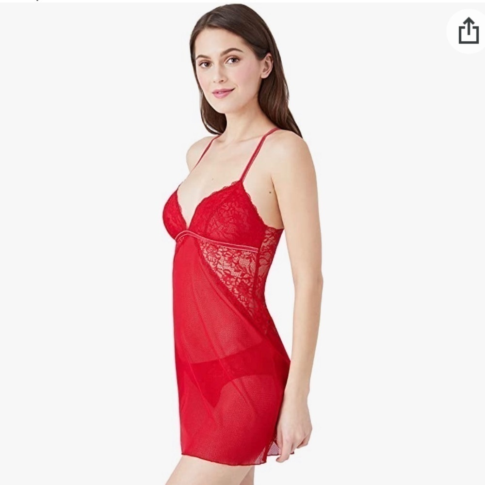 b.tempt'd by Wacoal Women's Lace Encounter Chemise Crimson Red​​​​​​​​​ - Picture 2 of 13